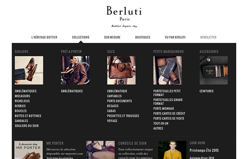 Berluti's website was supported by IDS Software